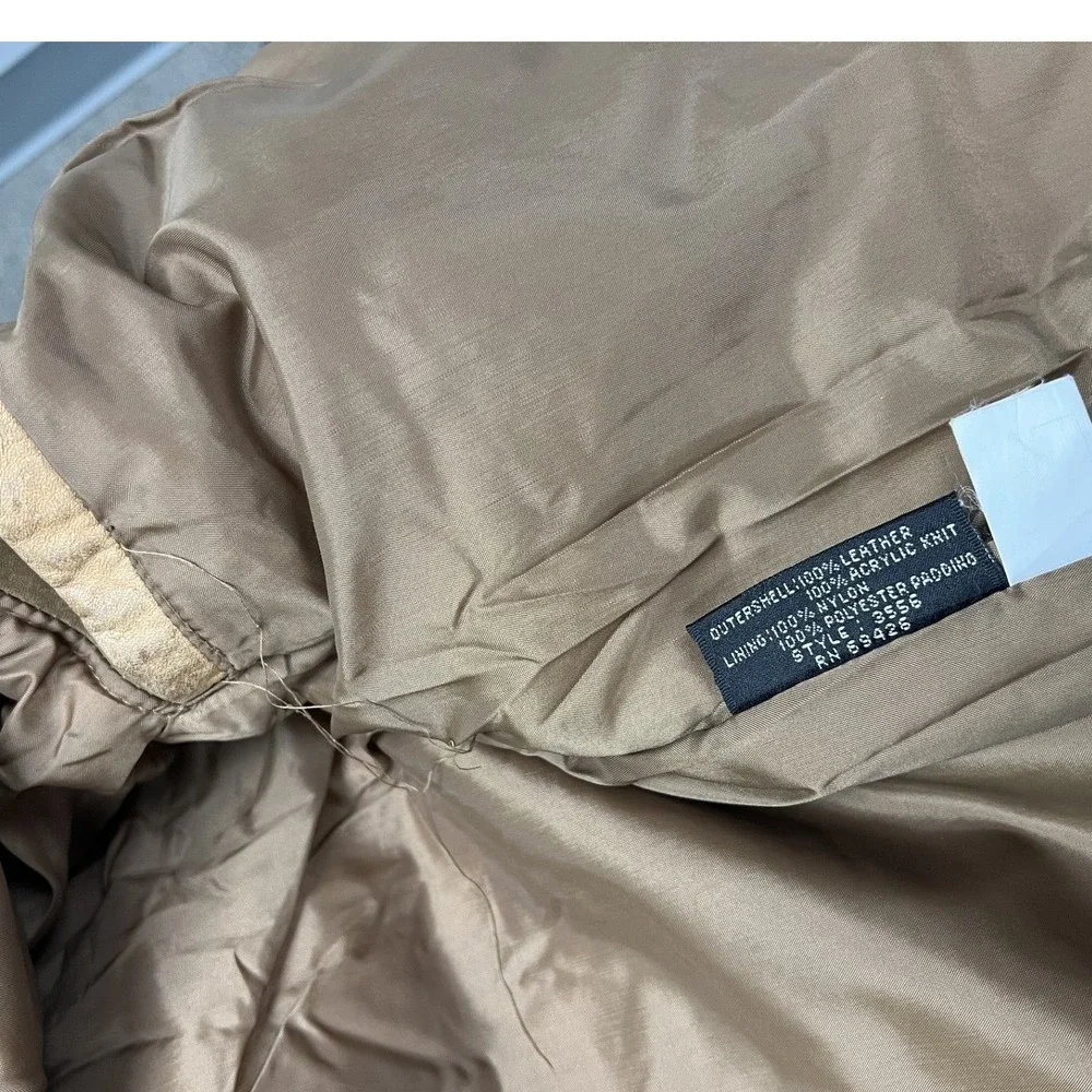 Adventure Bound Bomber Jacket Mens M Tan Distressed Leather Aviator Flight E2